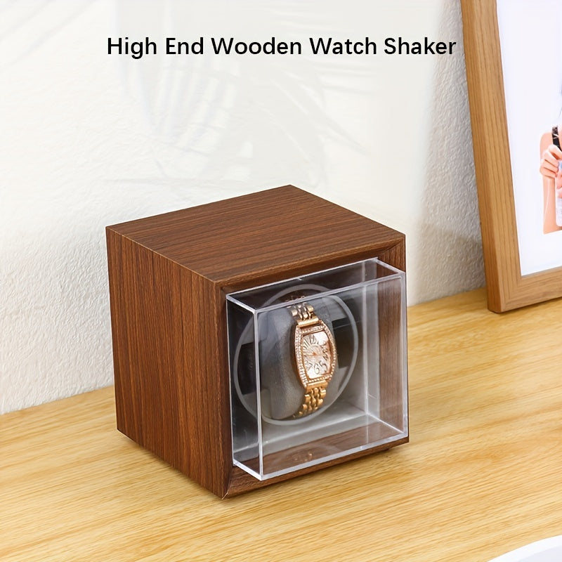 Single Wooden Watch Winder Box Quiet Motor USB
