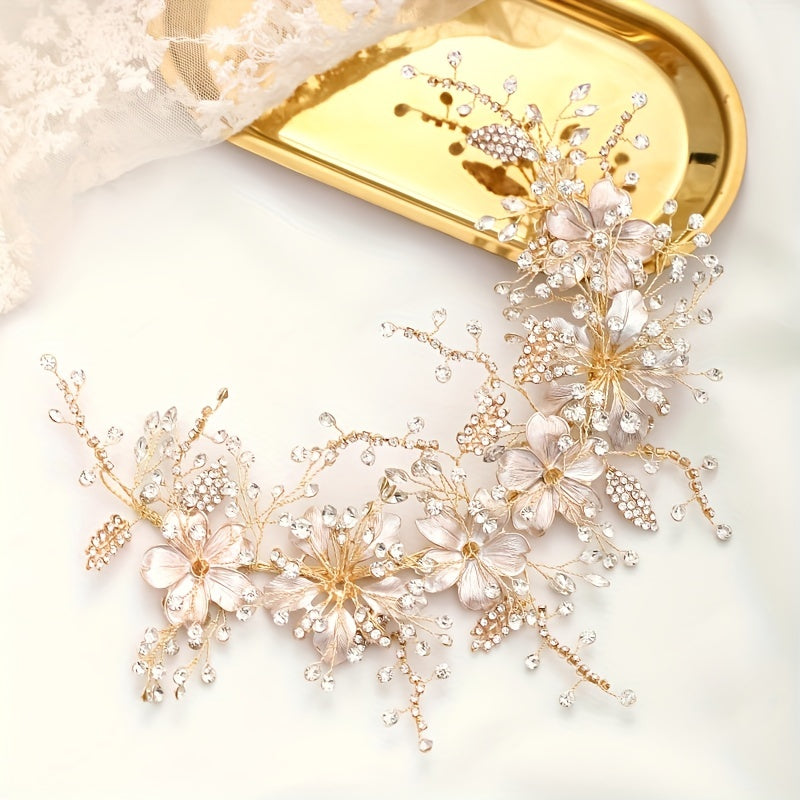 Bridal Floral Head Piece Rhinestone Headband Jewelry Hair Decoration