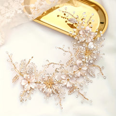 Bridal Floral Head Piece Rhinestone Headband Jewelry Hair Decoration