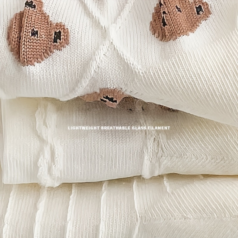 5 Pairs Cartoon Bear Print & Breathable Mid Tube Socks Women's Stockings