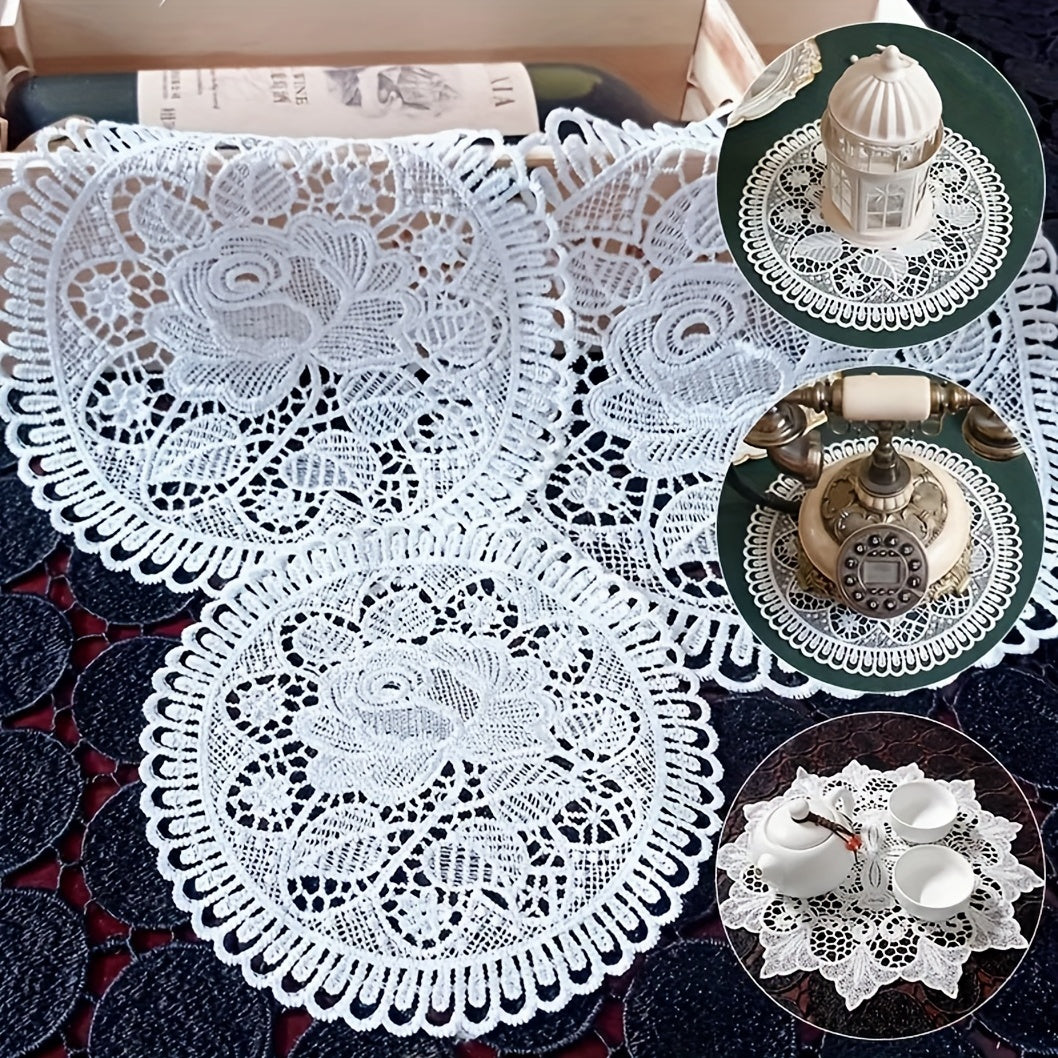 Polyester Coaster Lace Hollow Table Mat Thermal Lace Embroidered Table Pad