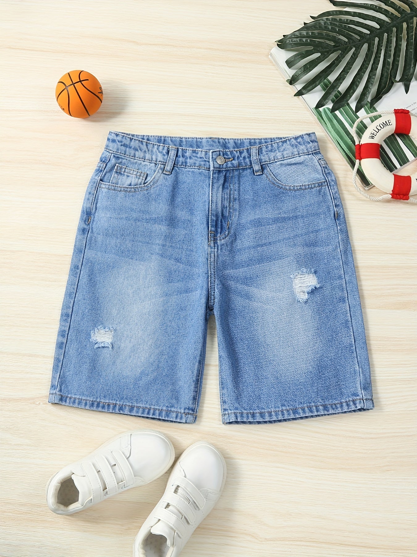 Boys Ripped Denim Shorts - Summer Outdoor Comfort