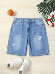 Boys Ripped Denim Shorts - Summer Outdoor Comfort