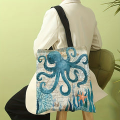 Seaweed Octopus Tote Bag Cartoon Canvas Shoulder Bag