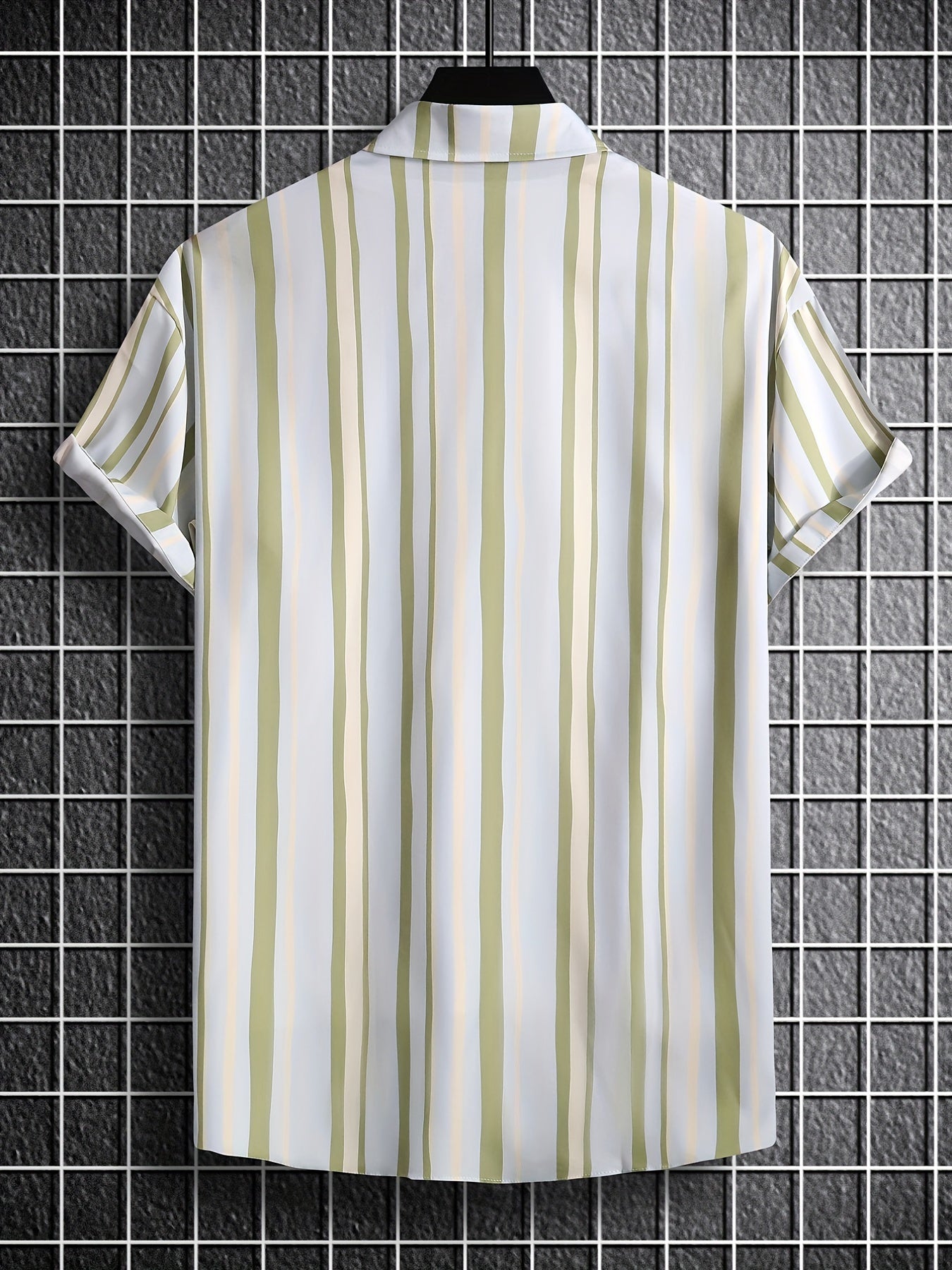 Stripe Print Men s Casual Short Sleeve Shirt Summer Vacation Resort Tops