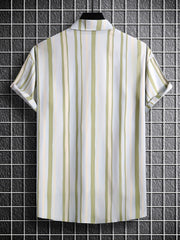 Stripe Print Men s Casual Short Sleeve Shirt Summer Vacation Resort Tops