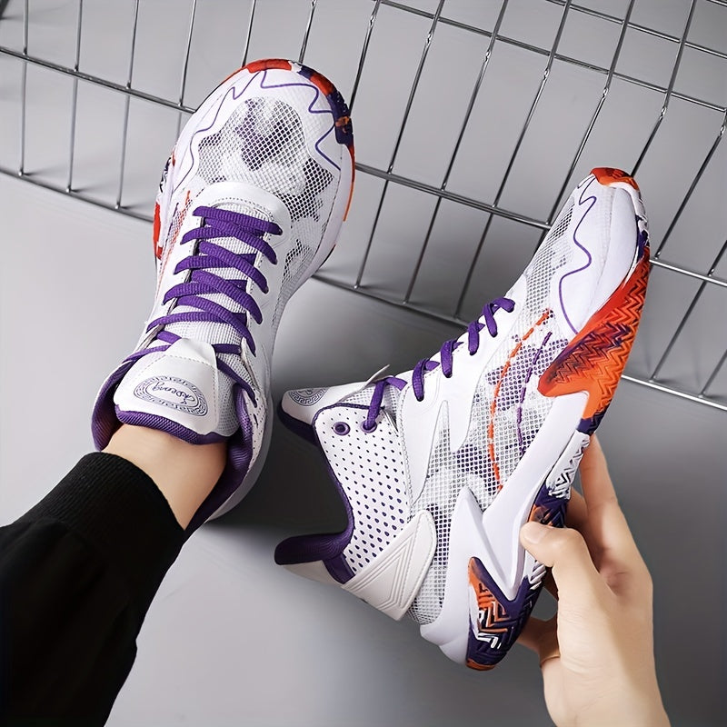 Men's Purple High Top Basketball Shoes Breathable Non-slip