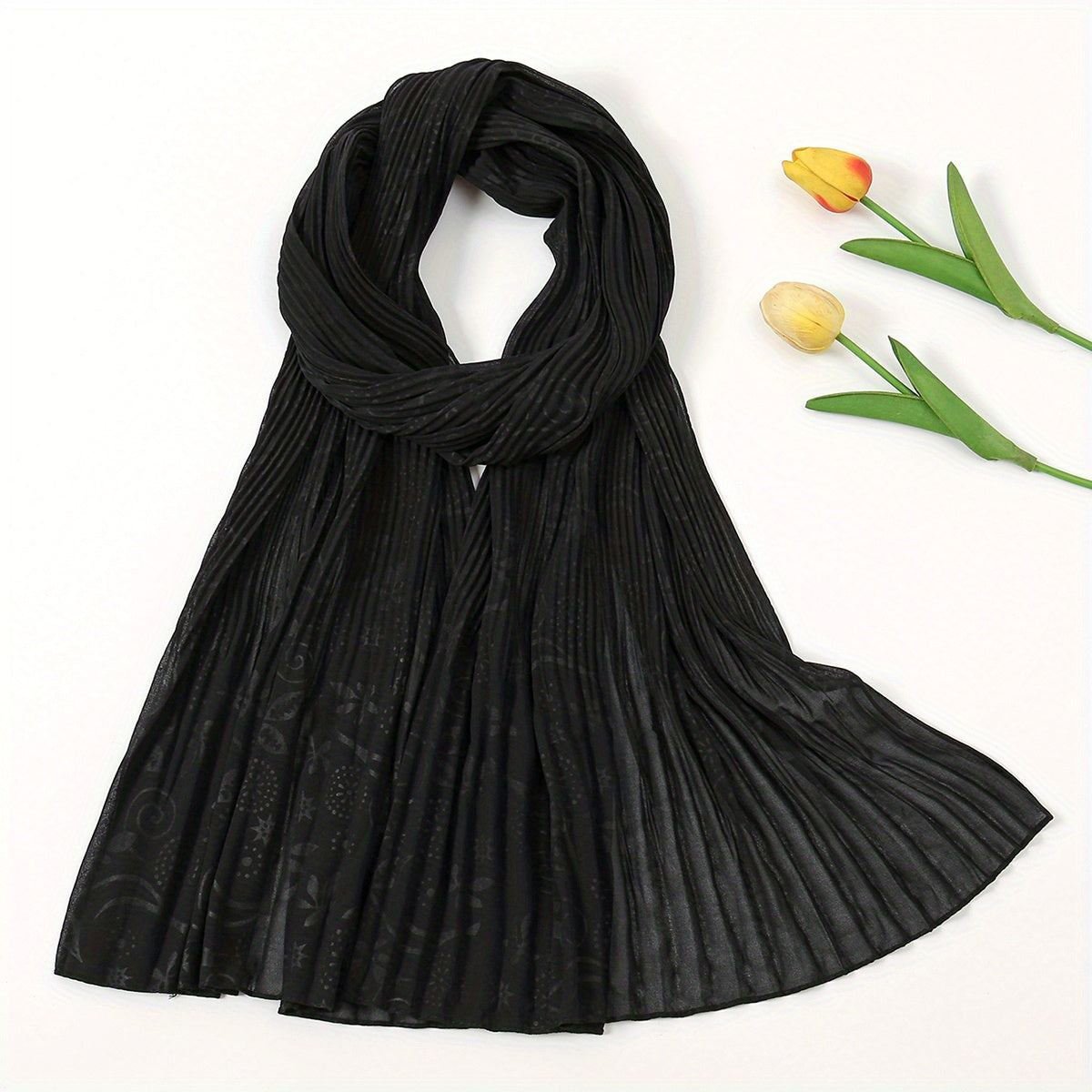 Paisley Embossed Chiffon Scarf Vintage Solid Shawl Casual Hijab