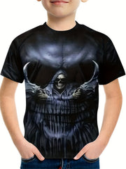 Kids 3D Print Skull Graphic Halloween Tee