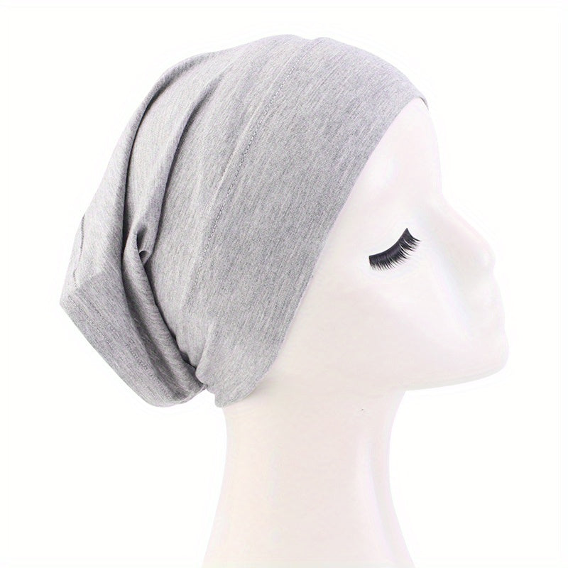 Solid Turban Cap Elastic Beanie Headband Soft Head Wrap Lightweight Head Scarf