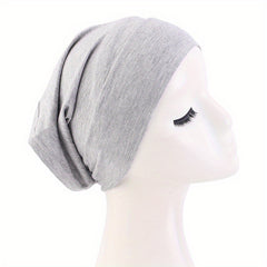 Solid Turban Cap Elastic Beanie Headband Soft Head Wrap Lightweight Head Scarf