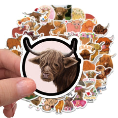 50pcs Highland Cattle Stickers Water Bottles Laptop Decal Cow Wall Highland Cow