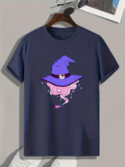 Witch Hat Print Men's Graphic T-shirt for Summer