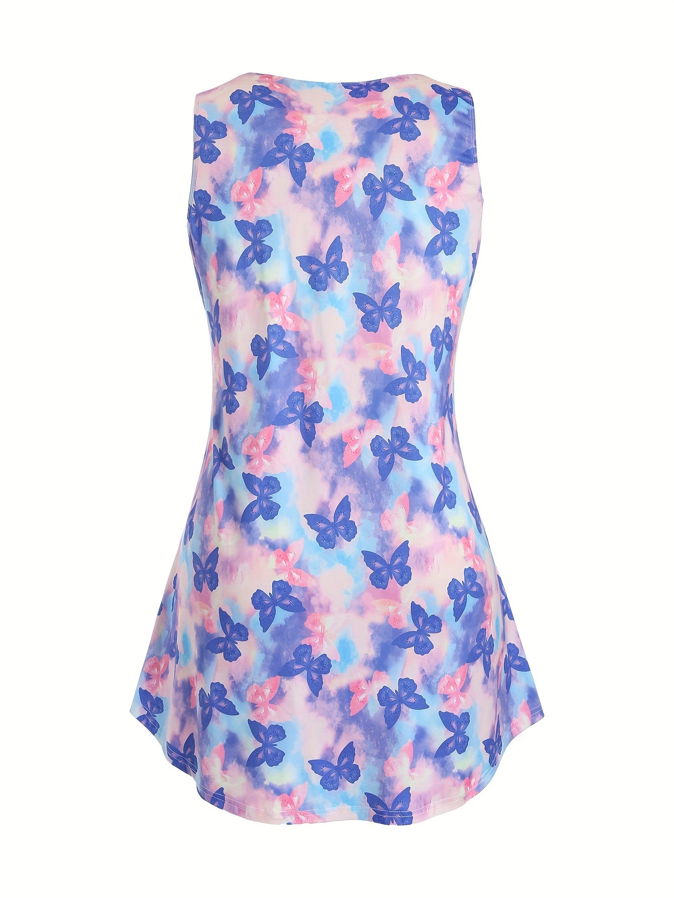 Y2K Nightdress Tie Dye & Butterfly Print Round Neck