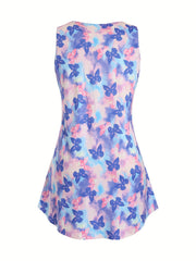 Y2K Nightdress Tie Dye & Butterfly Print Round Neck