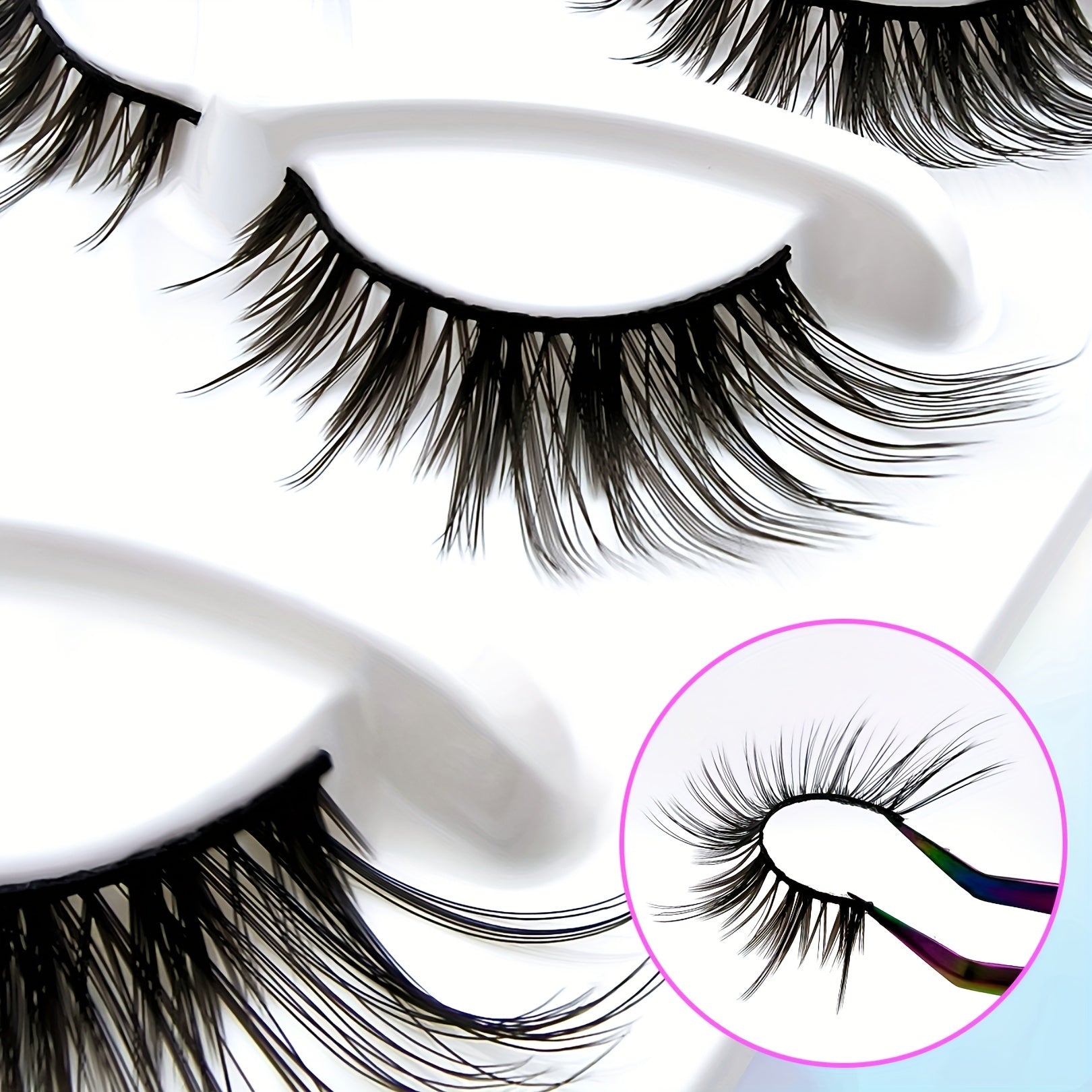 5 Pairs Cat Eye Lashes Lengthening Sexy Curling Fluffy Faux Mink False Eyelashes