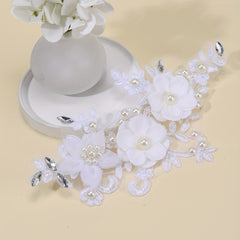 Lace Floral Faux Pearl Head Piece Bridal Wedding Hair Accessories Jewelry