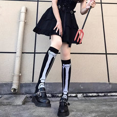 Skull Pattern Calf Socks Halloween Knee High Stockings