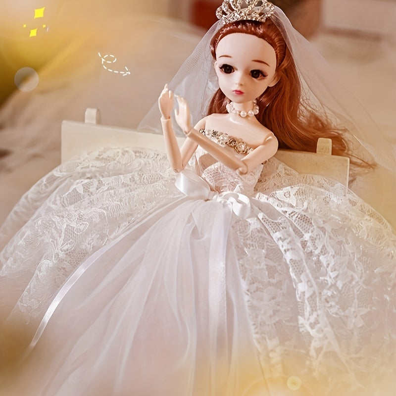 Princess Wedding Dress Model for Girl with Crown Veil Bow