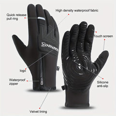 Men's Outdoor Winter Plush Warm Touch Screen Gloves Windproof Waterproof