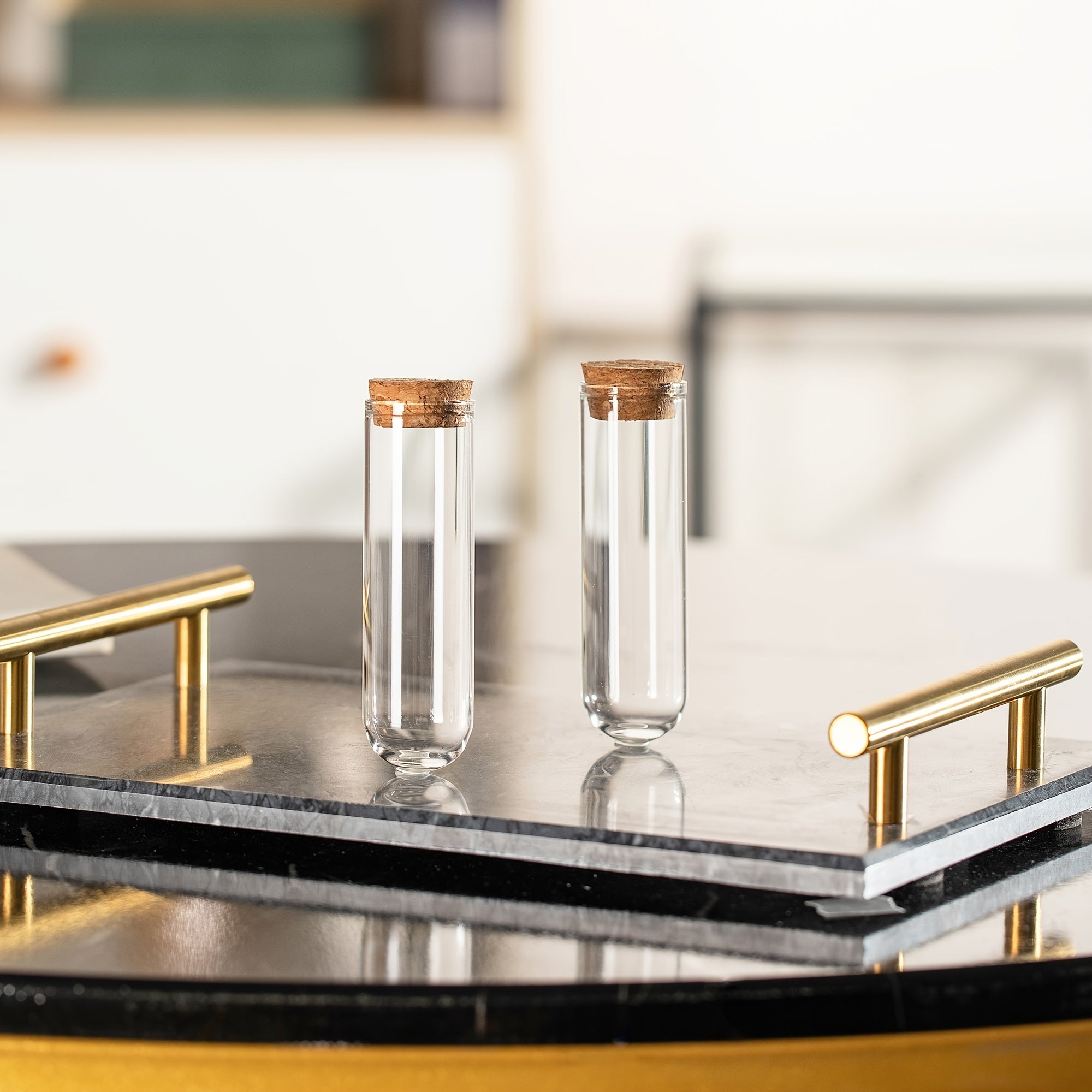 8pcs 50ml Round Bottom Test Tube Glass Bottle with Cork Plug