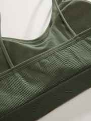 3pcs Solid Ribbed Wireless Bras Stretch Intimates Bra Women's Lingerie