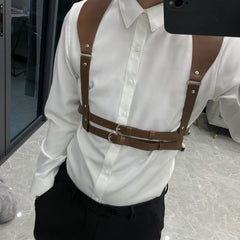 Men's PU Leather Shoulder Strap Chest Belt for Role Playing
