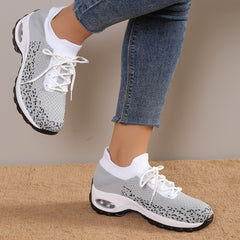 Women's Lace Up Dance Shoes Knitted Running Sneakers