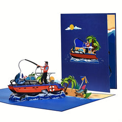 3D Pop Up Card Fishing Greeting Card Thank You Father's Valentines Birthday
