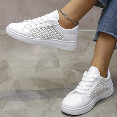Women's Breathable Mesh Panel Sneakers Lace Up Low Shoes
