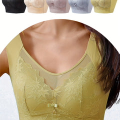 Wirefree Lace Decor Sports Bra Push Up Breathable Yoga Bra