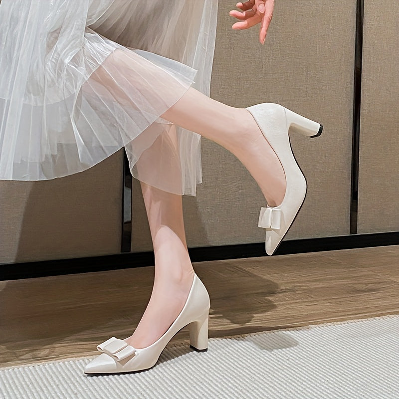 Bowknot High Heels Pointed Toe Pumps Office Dress Shoes