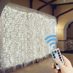 Remote Control LED Christmas Lights Copper Wire Curtain String Fairy Light