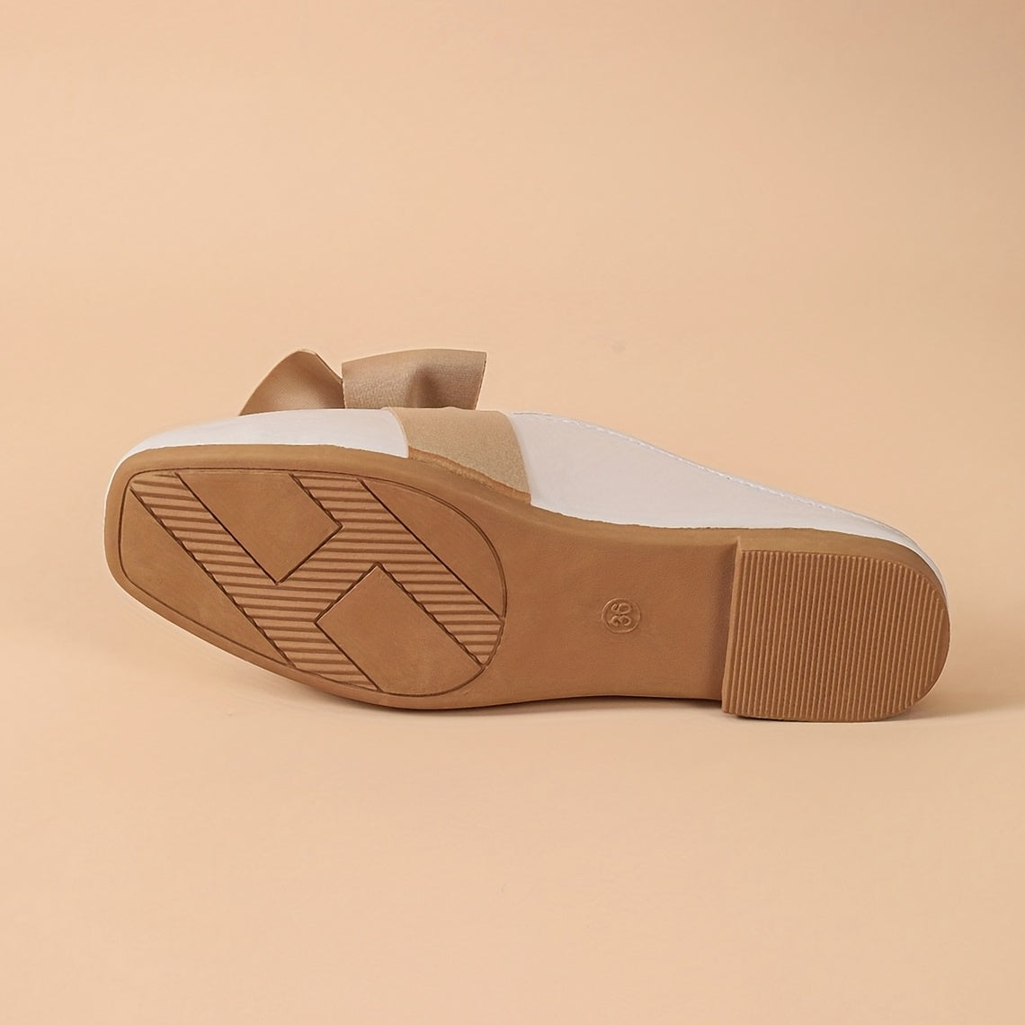 Bowknot Flat Mules Square Toe Slip On Backless Loafers