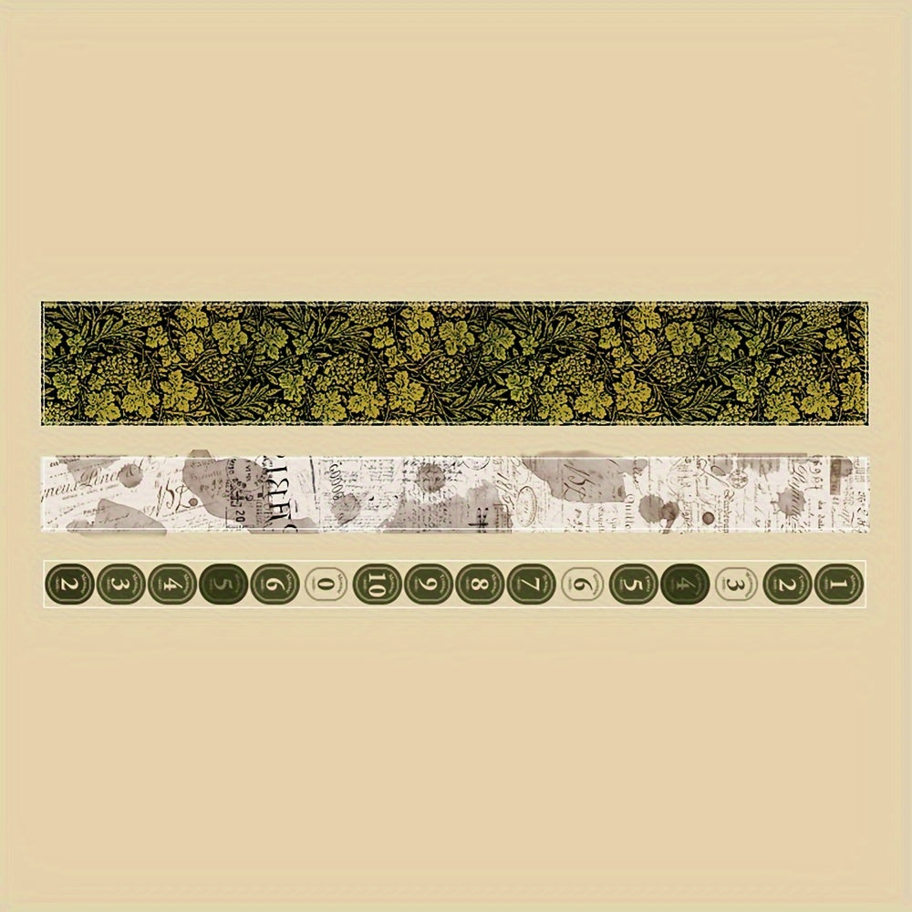 Vintage Washi Tape Set 3 Rolls Box Old Yard Series