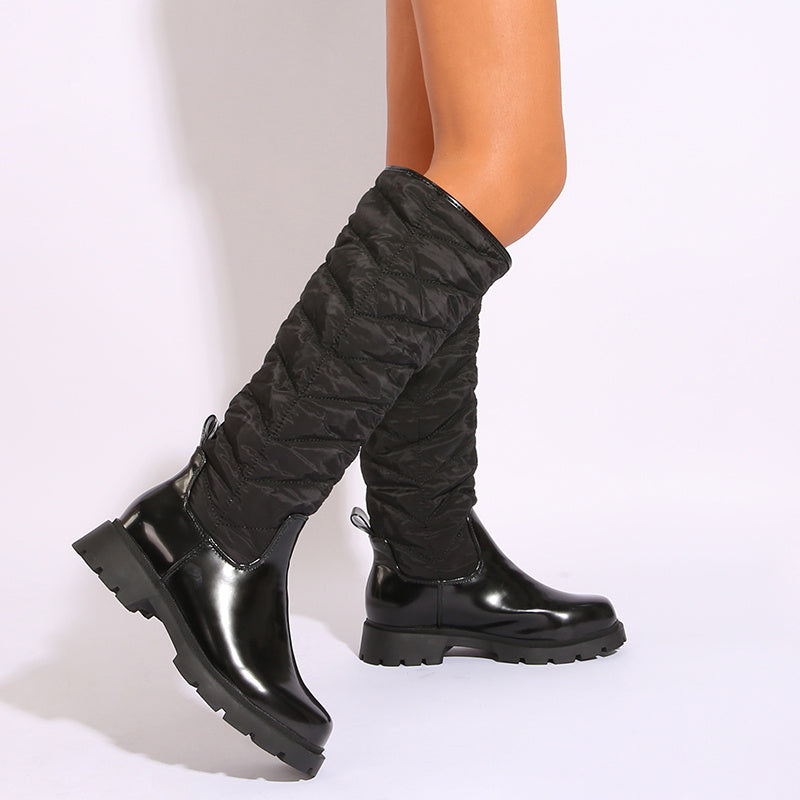 Women's Knee High Thick Sole Down Panel Boots