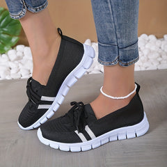Women's Colorblock Knit Sneakers Low Round Toe Lightweight Sporty Shoes