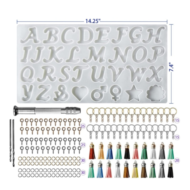 Crystal Resin Drop Glue Letter English Word Silicone Mold Pendant Keychain