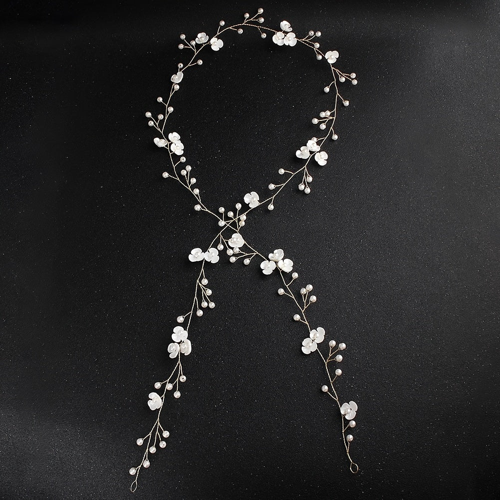 Pearl Bridal Hair Vine Headband Flower Hair Piece