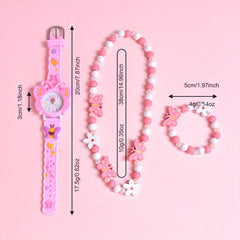 3pcs Butterfly Strap Girls' Cartoon Watch