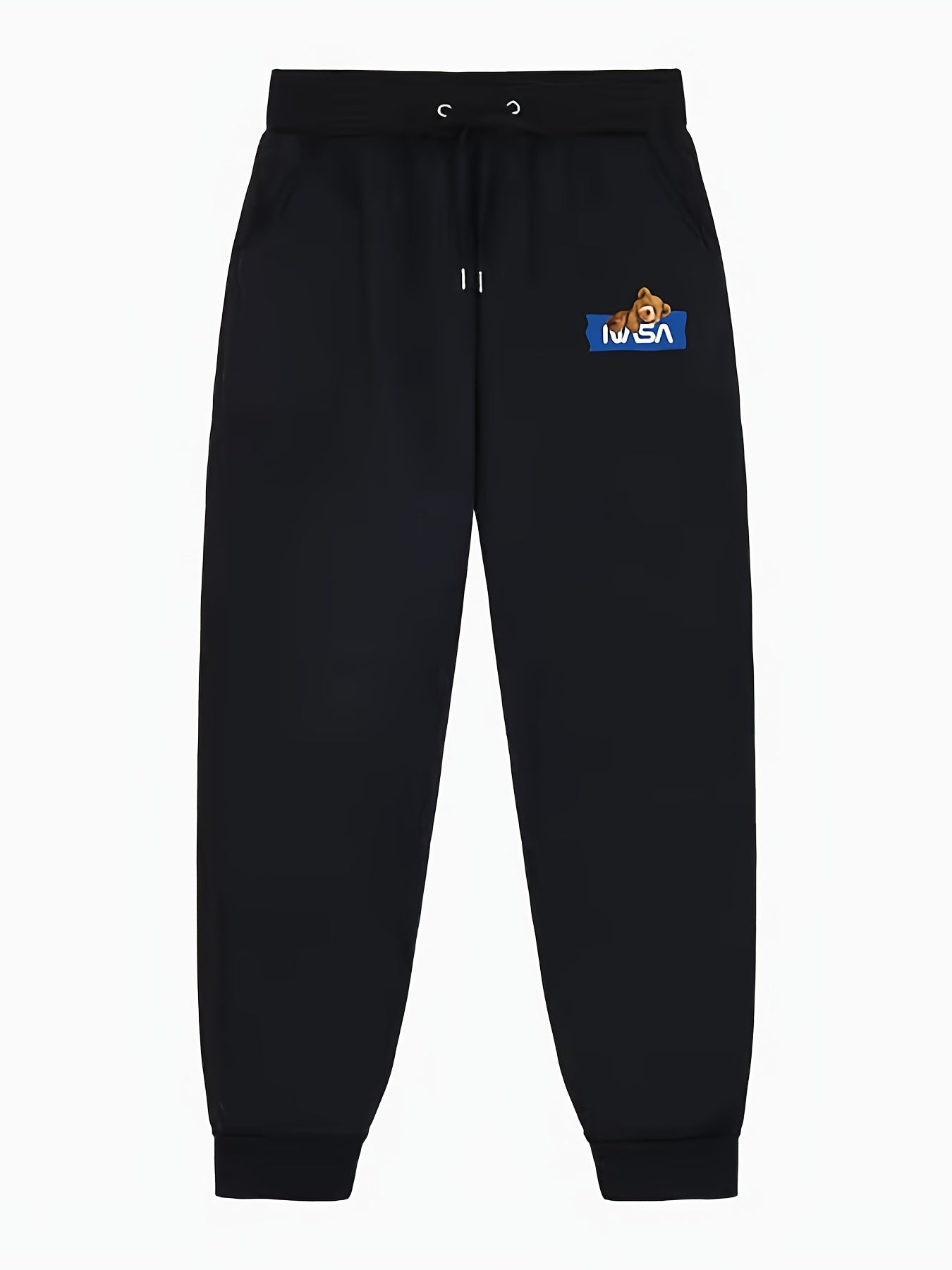 Bear Pattern Joggers Men's Casual Stretch Waist Sweatpants