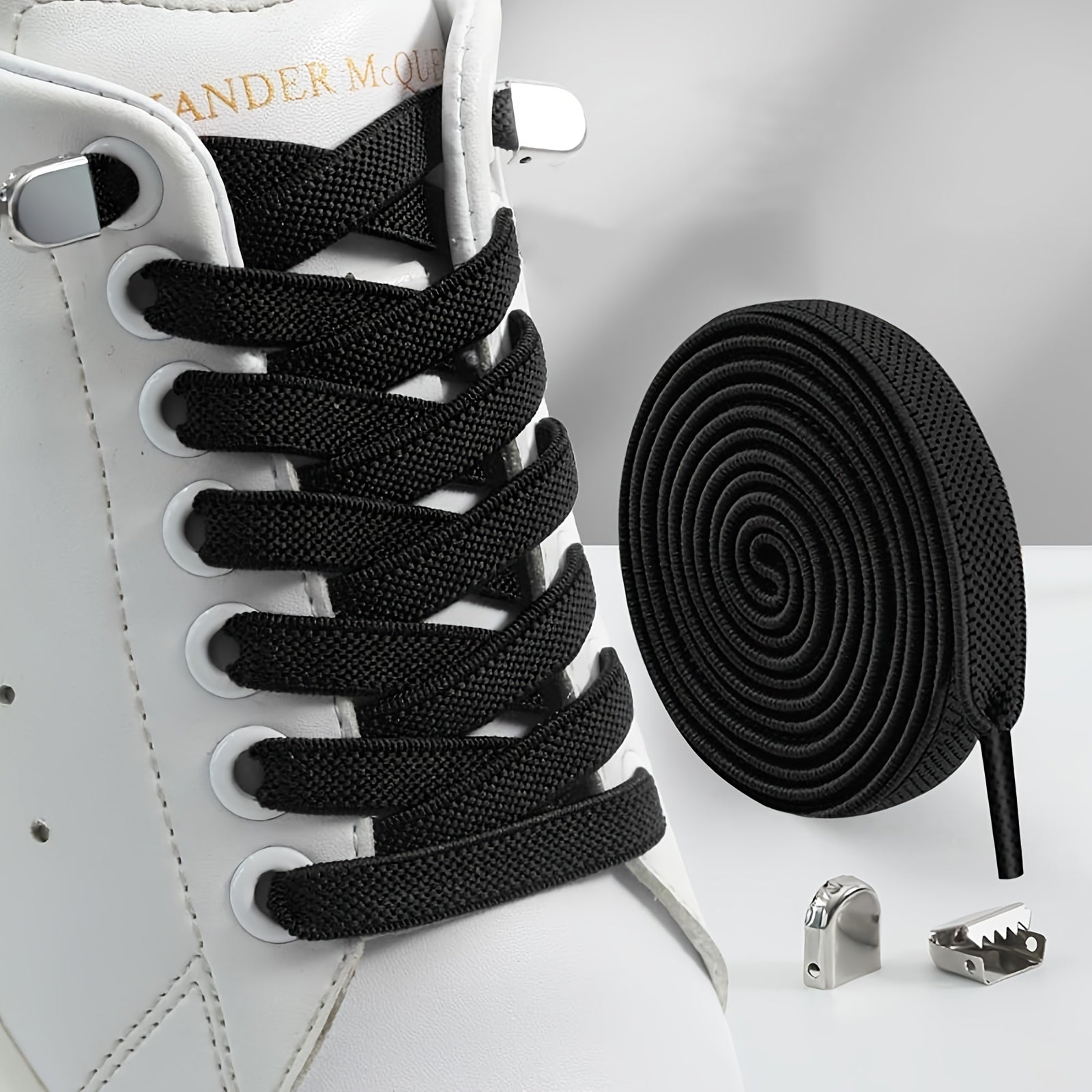100 cm Lace Elastic Laces with 4 Snaps - Comfort Adjustable Loafers