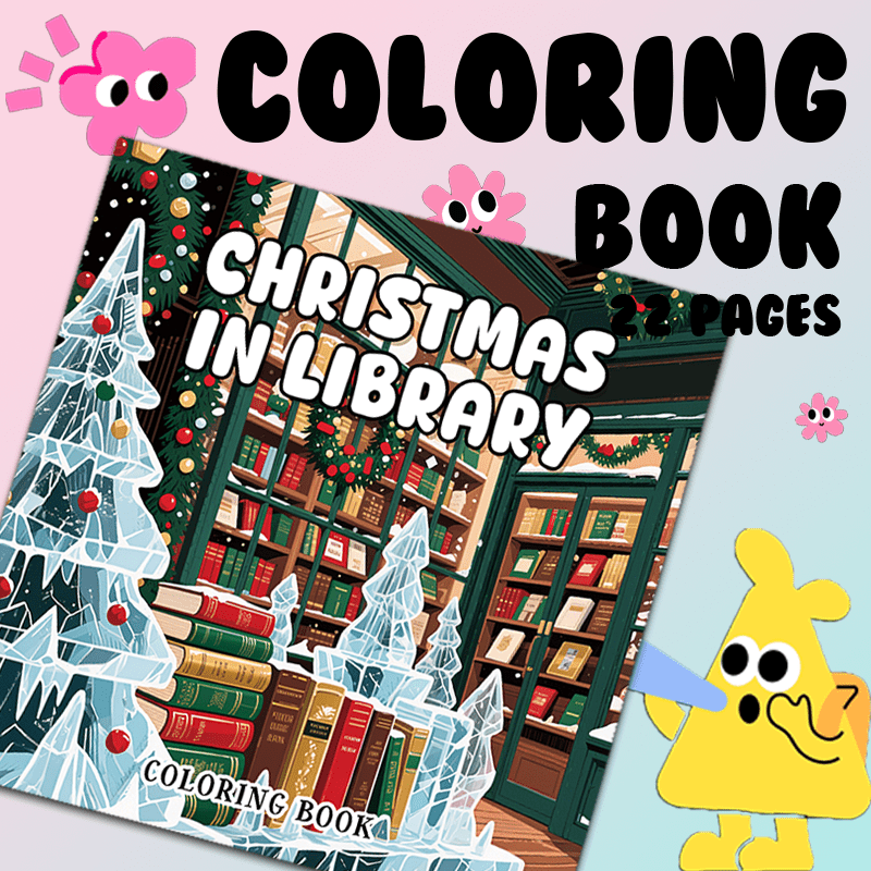 Library Adult Coloring Book: 22 Page Large Format