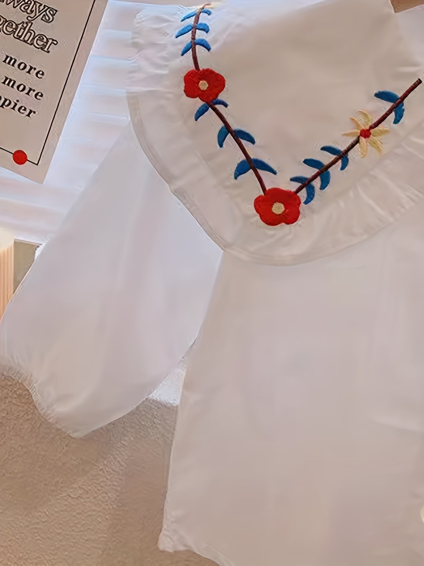 Girls Embroidered Shirt, Long Sleeve Casual Blouse Top