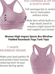 Patchwork Racerback Sports Bra Wire Padded Tank Top