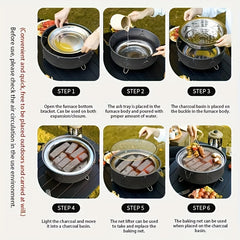 Portable Folding BBQ Grill for Camping and Picnic