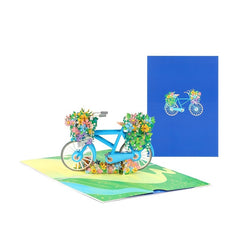 Vintage Bicycle Flower 3D Pop Up Card for Thanksgiving Mother's Birthday