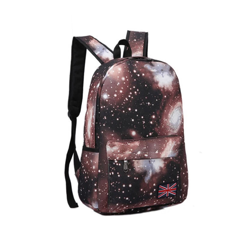 4PCS Women Star Sky Backpack School Girls Vintage Ladies 3D Printing Bag