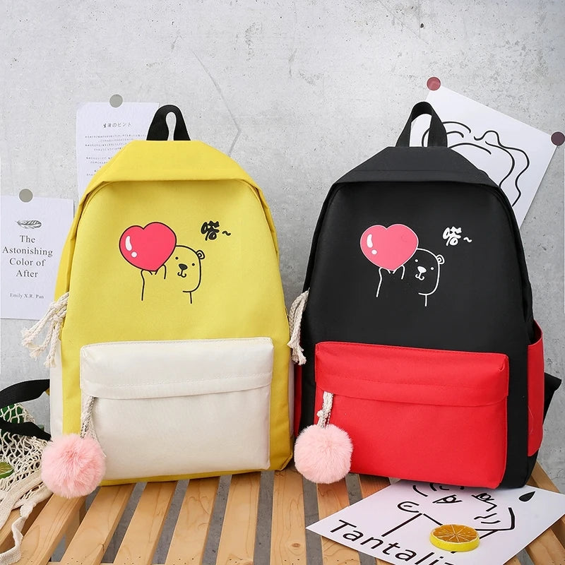 4PCS/SET Kids School Bags Women Nylon Backpack Children Korea Shoulder bag Satch