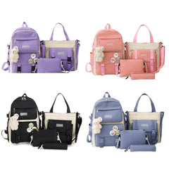 4PCS School Backpack Combo Set Tote Bag for Teenage Girl Travel Rucksack